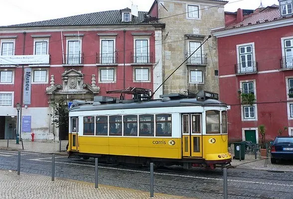 Tram near Castel de Sao Jorge in Lisbon